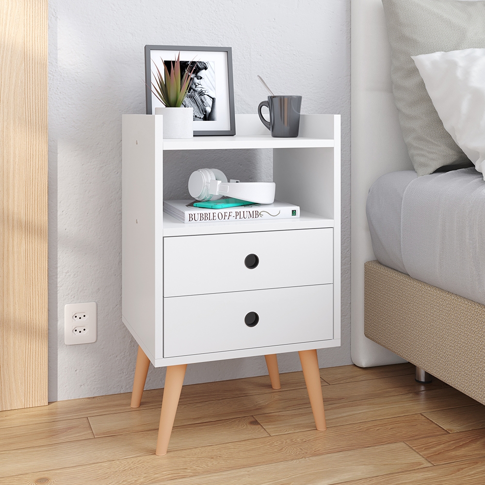 Mesa de Cabeceira Moderna 2 Gavetas e Nicho Quarto Dream Varias Cores