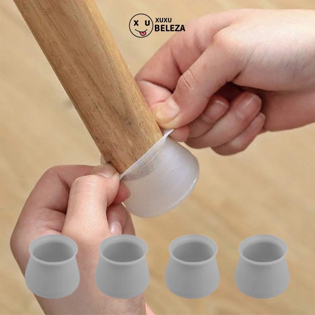KIT 8, 12 ou 16 Protetor de Silicone para Pés de Cadeira e Mesa Pés Pezinho Redondo em Oferta na Shopee