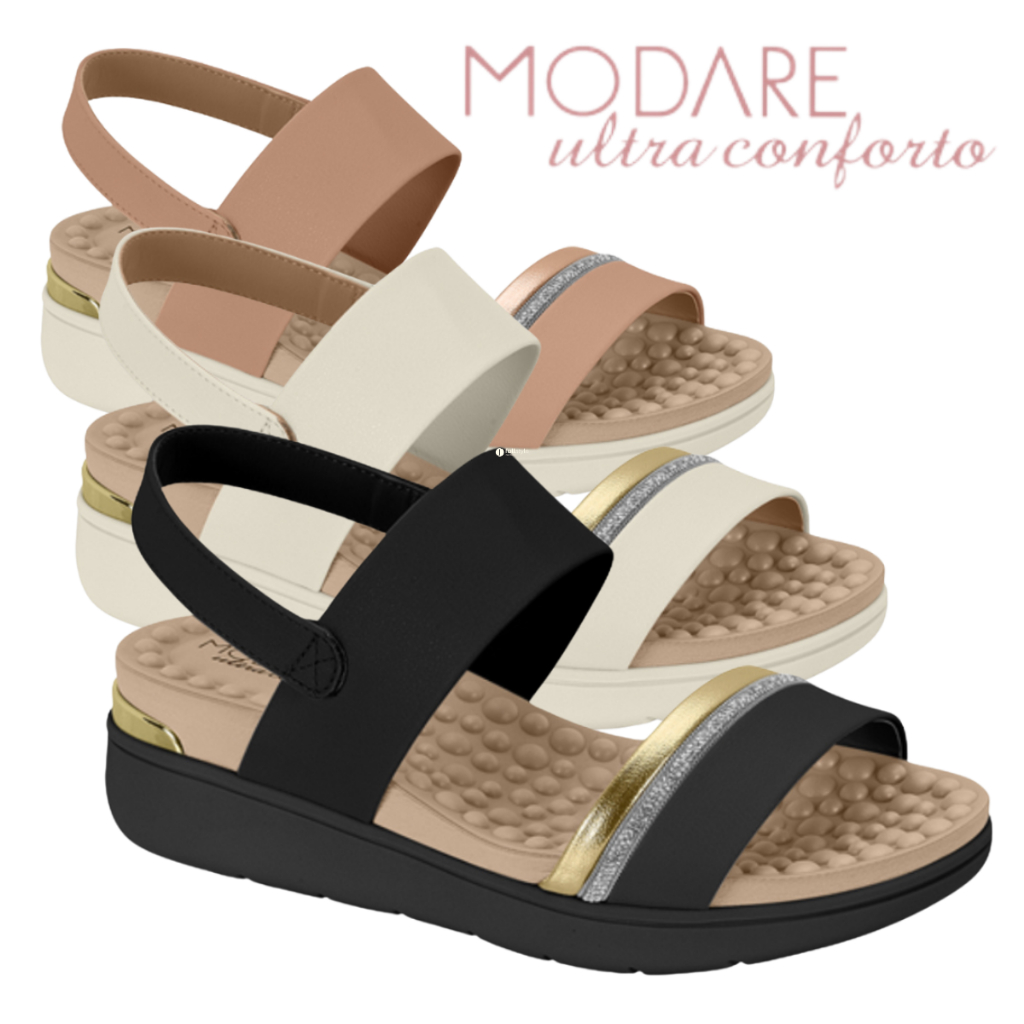 Sandalia Modare Papete Original Elástico Ortopedica Gold Esporao Fascite Plantar Anatomica Anabela Slide Tamancoa em Oferta na Shopee