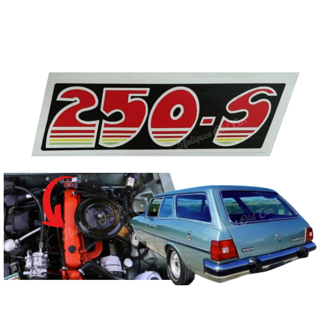 Adesivo 250-S Tampa de Válvulas Opala/Caravan 6cil - 250-S (Motor Vermelho SS6 e Comodoro)