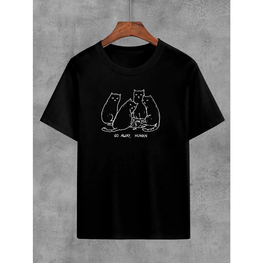 Camiseta Tecido Algodão Confortavel Com Estampa Diversas Gato Gatinhos Camisa Unissex Avulsa