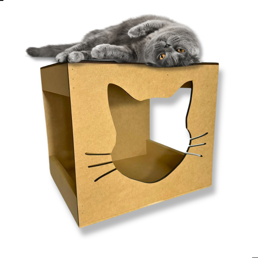 Nicho Toca Casa Para Gatos Em Mdf 6mm com carpete arranhador petshop - Envio rapido