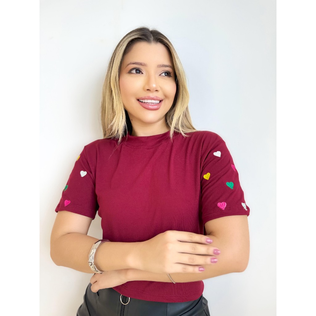 Semi Cropped Luxo Manga Bordada