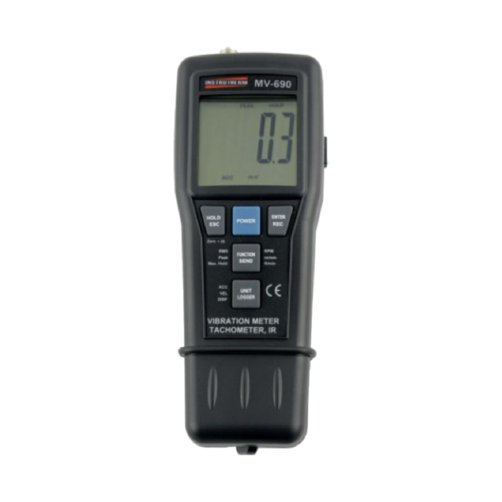 Medidor Vibração Tacômetro Contato Pp Velocidade Hold Peak Datalogger Mv-690 Portátil Instrutherm