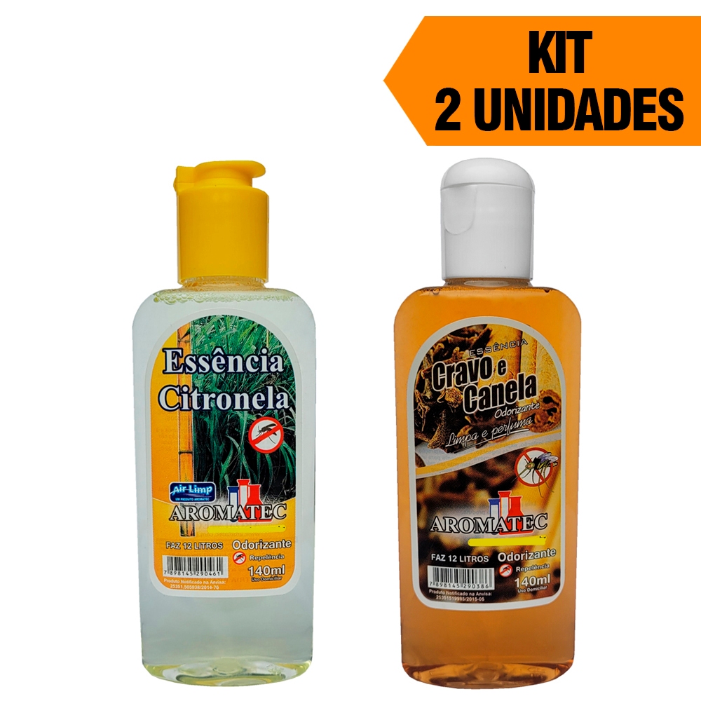 Kit 2 Essências Aromatizantes De Citronela + Cravo E Canela Repelente Perfumado Concentrado Casa