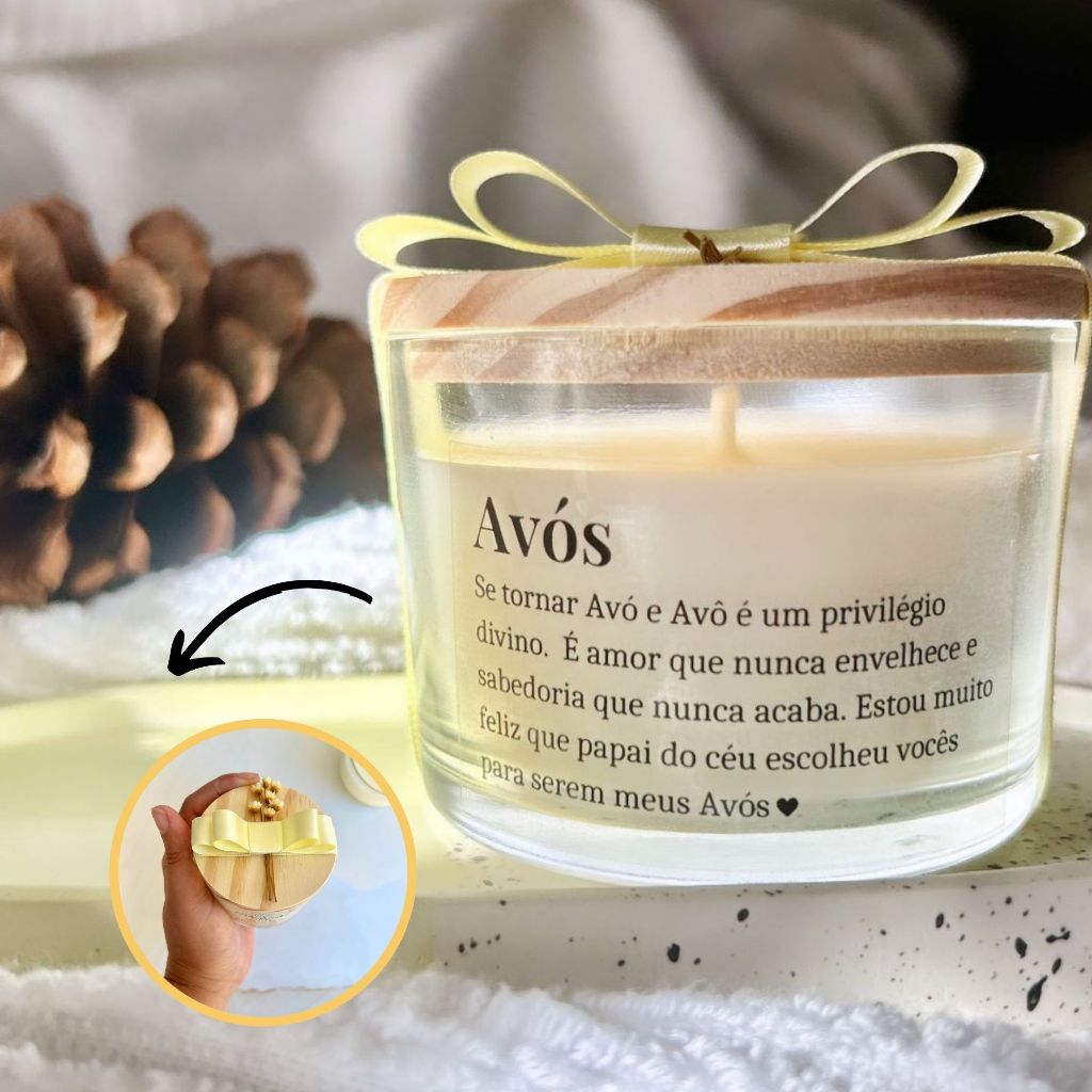 Imagem Vela Aromática 100g c/ flor sempre viva - Avós-  PRONTA ENTREGA - LEIA A DESCRIÇÃO!!