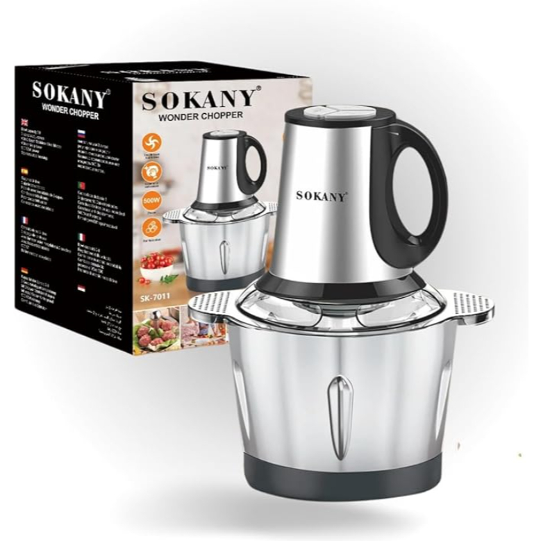 3L Picador De Alimentos Moedor De Carne Mixer Elétrica Processador Cozinha Casa Alho - 110v SOKANY