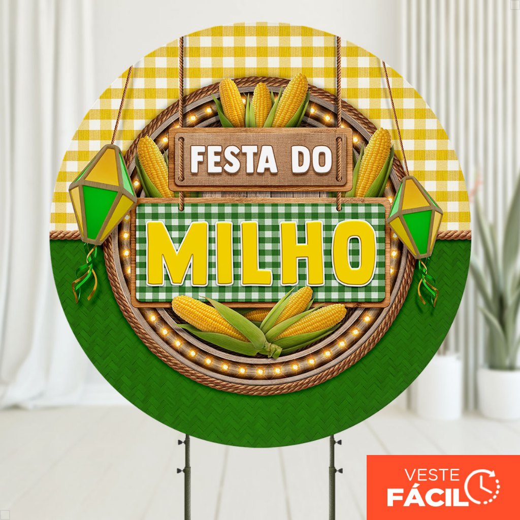 Painel Redondo Festa Do Milho em tecido 1,50m com Elástico para Festas em Oferta na Shopee