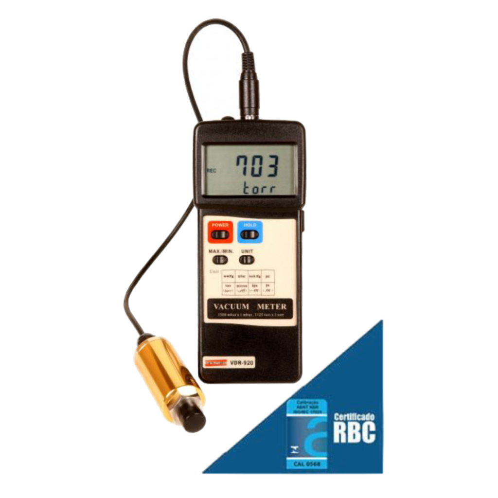 Vacuômetro Digital Medição Absoluta Vácuo Pressão Rs-232 Vdr-920 Portátil Estojo Certificado Rbc