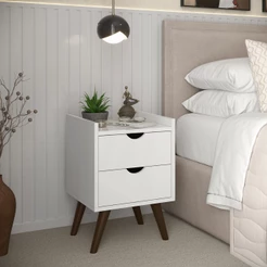 Mesa de Cabeceira Criado Juma Pés Antiumidade Corrediças Telescópica Quarto Decor Várias Cores