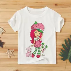 camiseta infantil bonequinha moranguinho coleção