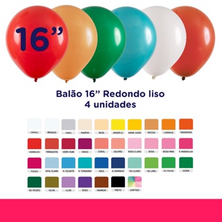 Balão Redondo 16" Diversas Cores  – 4 Unidades – Art Latex em Oferta na Shopee