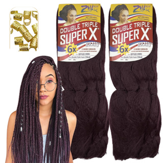 kit 2 Cabelo Jumbo Jumbão Super X Box braid kanekalon + Anéis em Oferta na Shopee