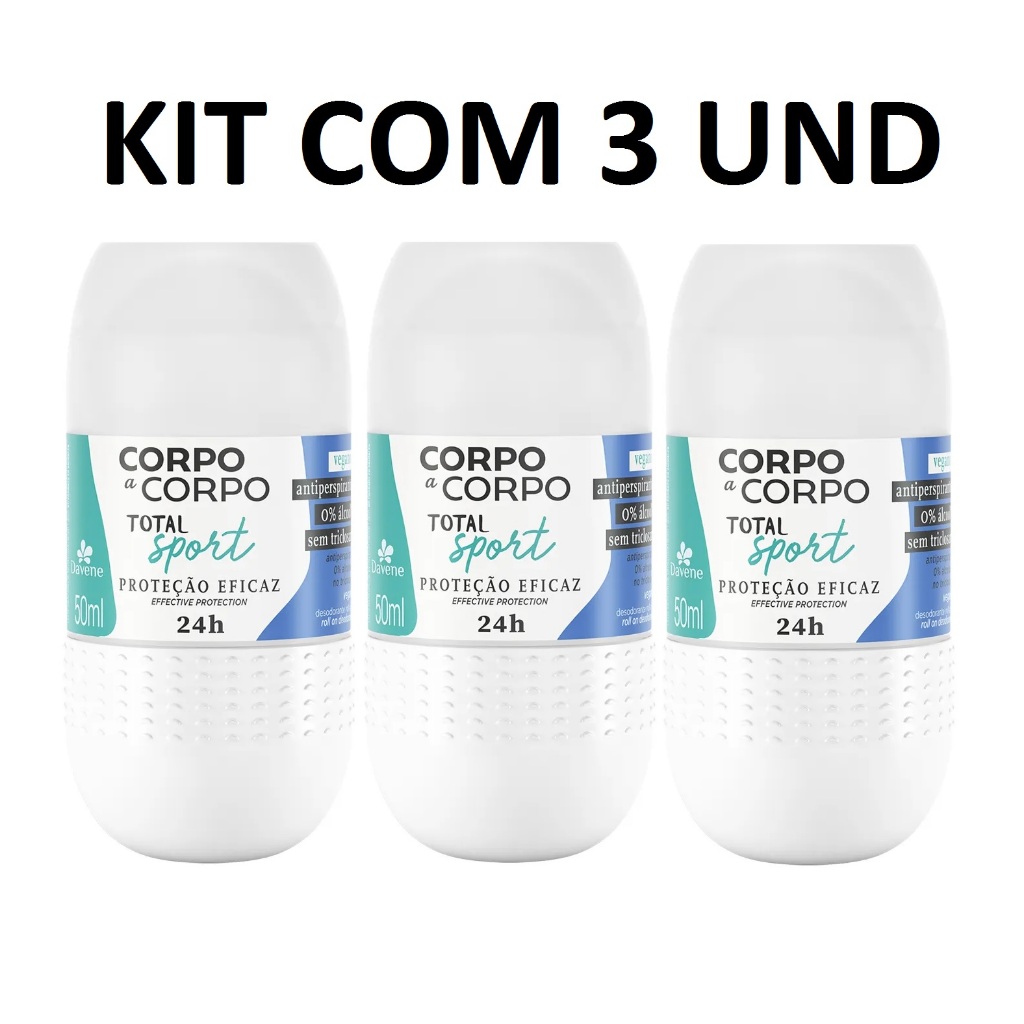 KIT COM 3 Desodorante Antiperspirate Roll on Total Sport 50ml Davene em Oferta na Shopee