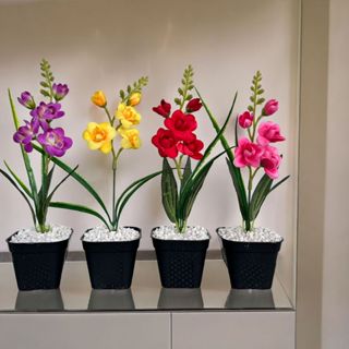 Kit 4 Vaso Vasinho Mini Orquideas Artificial Decorativo mesa decoração aniversario em Oferta na Shopee