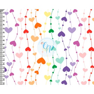 Sintético Doll Estampado - Coraçoes - Lili - Coloridos - Fundo Branco - 0,50 x 1,38 em Oferta na Shopee