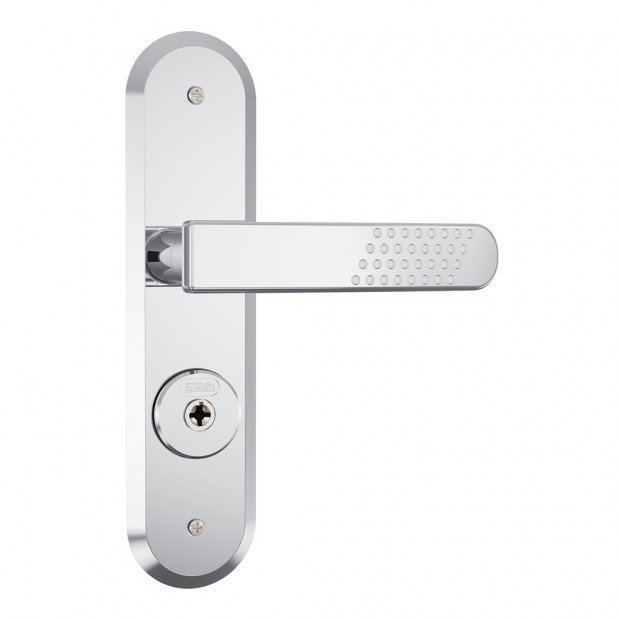 Fechadura Porta Externa Tetra 1800/21 Broca 40mm Espelho Em  Aço Inox Polido Stam
