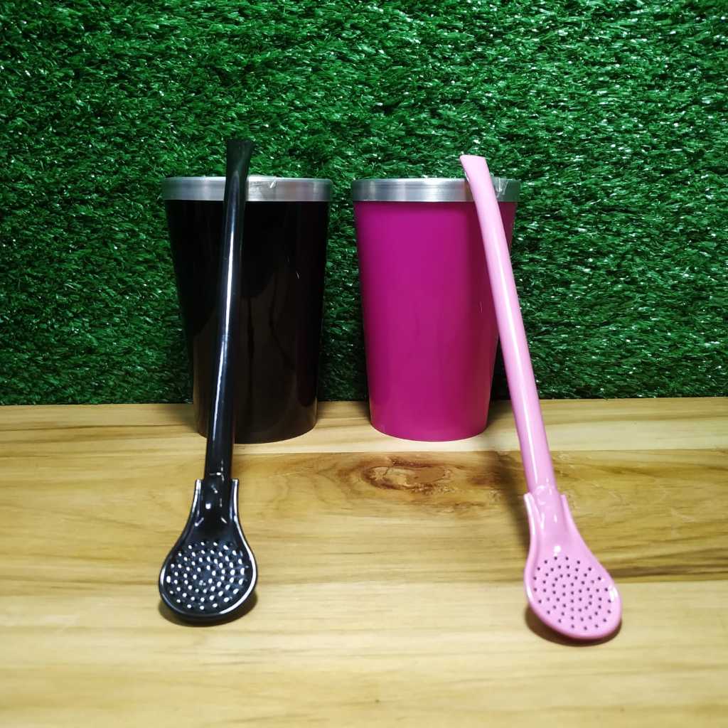 Combo 2x Kit Terere:  2x Copo Cuia Térmico Acrílico 250ml + 2x Bomba Bojo Tradicional para Terere