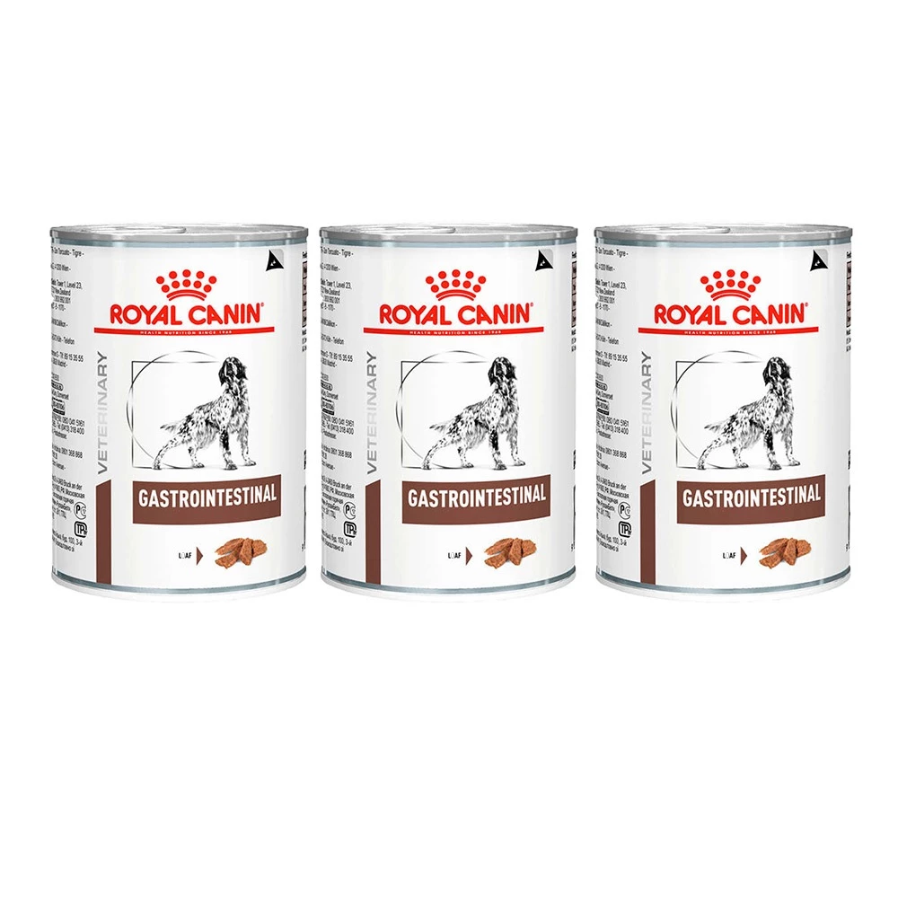 Kit 3un. Ração Úmida Lata Royal Canin Veterinary Gastrointestinal Cães Adultos 400g