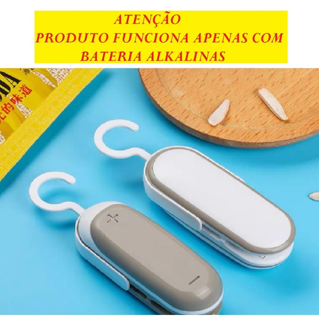 Mini Seladora Portátil Selador Funciona Apenas Com Bateria Alkalina 2 Em 1 Multicolorido Sela E Abre Embalagens E Plásticos Multiuso