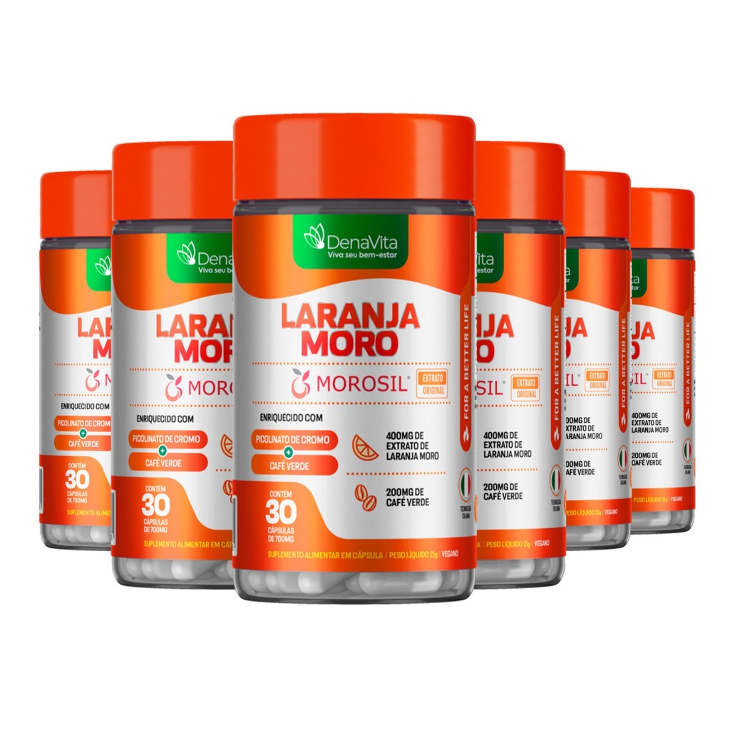 Kit 6x Extrato de Laranja Moro + Cromo + Café Verde - Vegano - Denavita em Oferta na Shopee