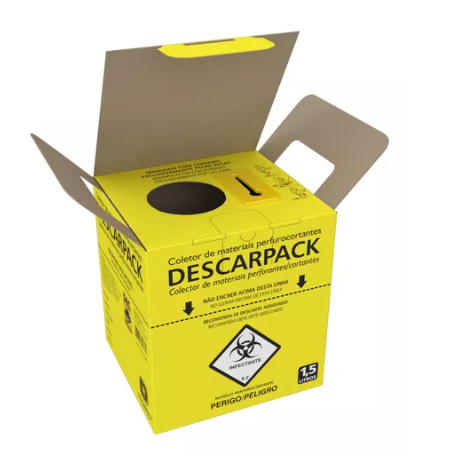 Caixa coletora de Material Perfuro Cortante Descarpack 1,5 Litros