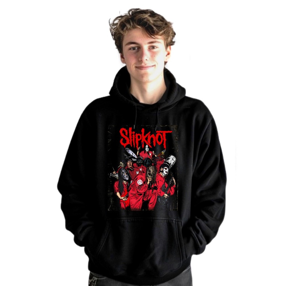 Moletom Slipknot Moletom Canguru Capuz Unissex Blusa Banda Rock New Metal Corey Taylor Eloy Casagrande Baterista Brasil