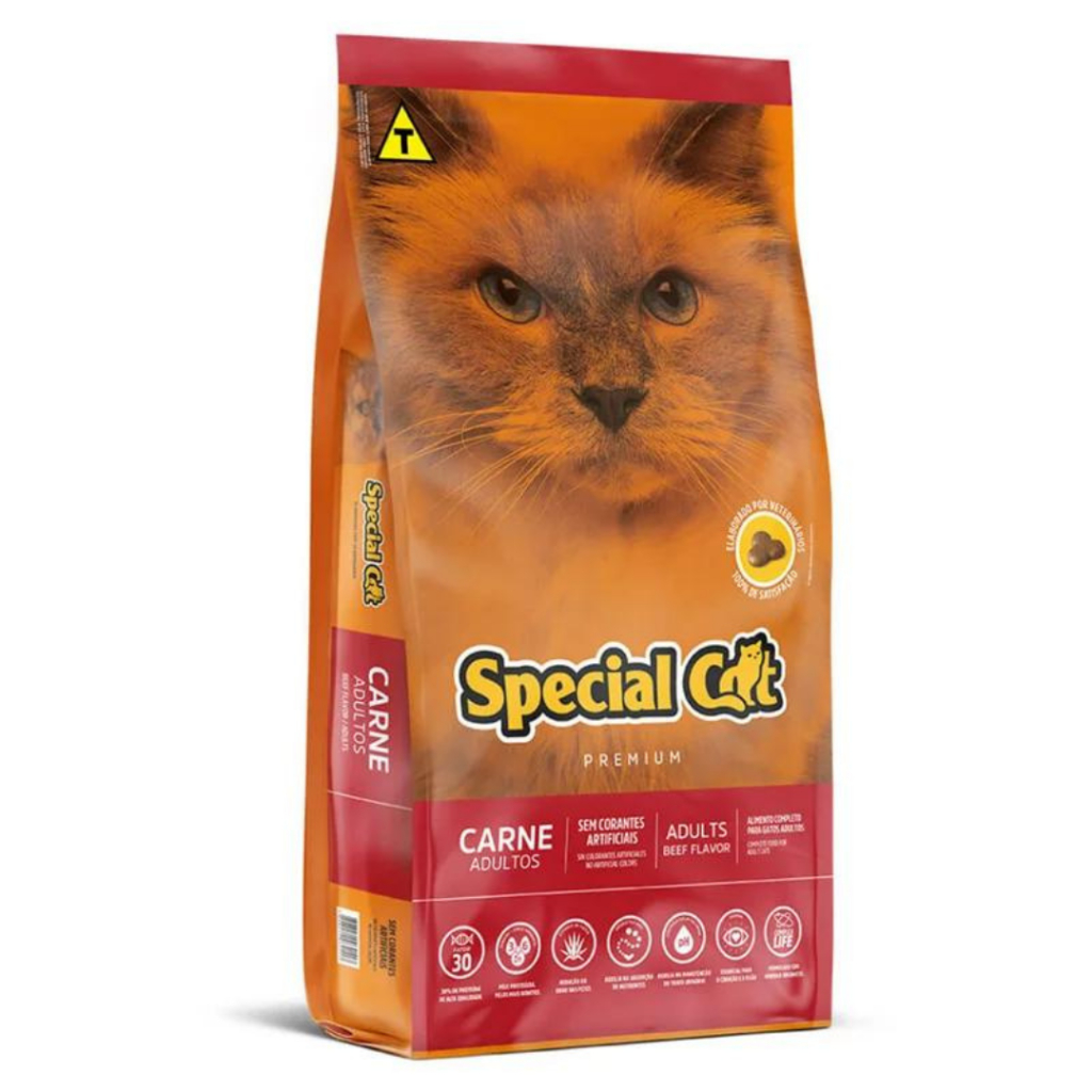 Ração para Gatos Special Cat Carne 10kg Alimento Seco para Gatos Adultos