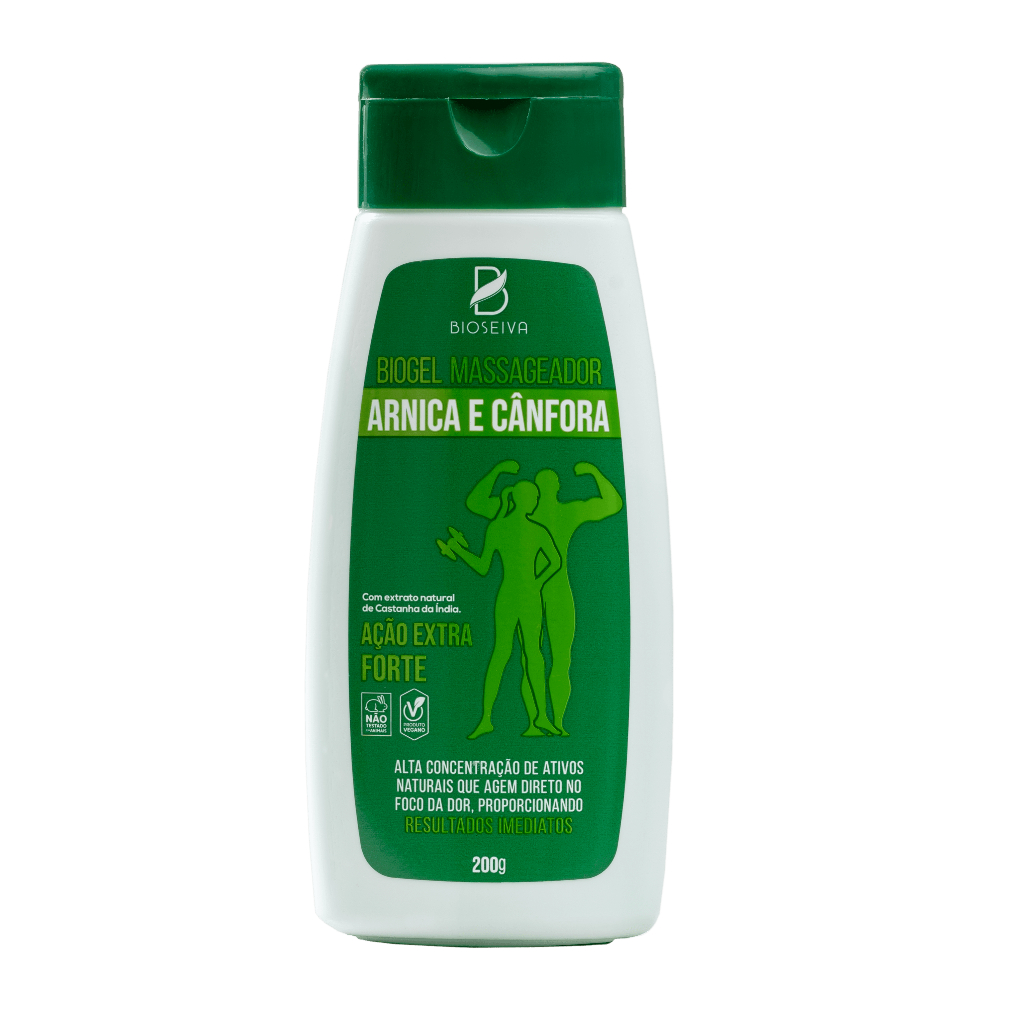 Gel de Massagem Arnica e Cânfora 200g BioSeiva - Alívio Muscular, Refrescante e Textura Leve