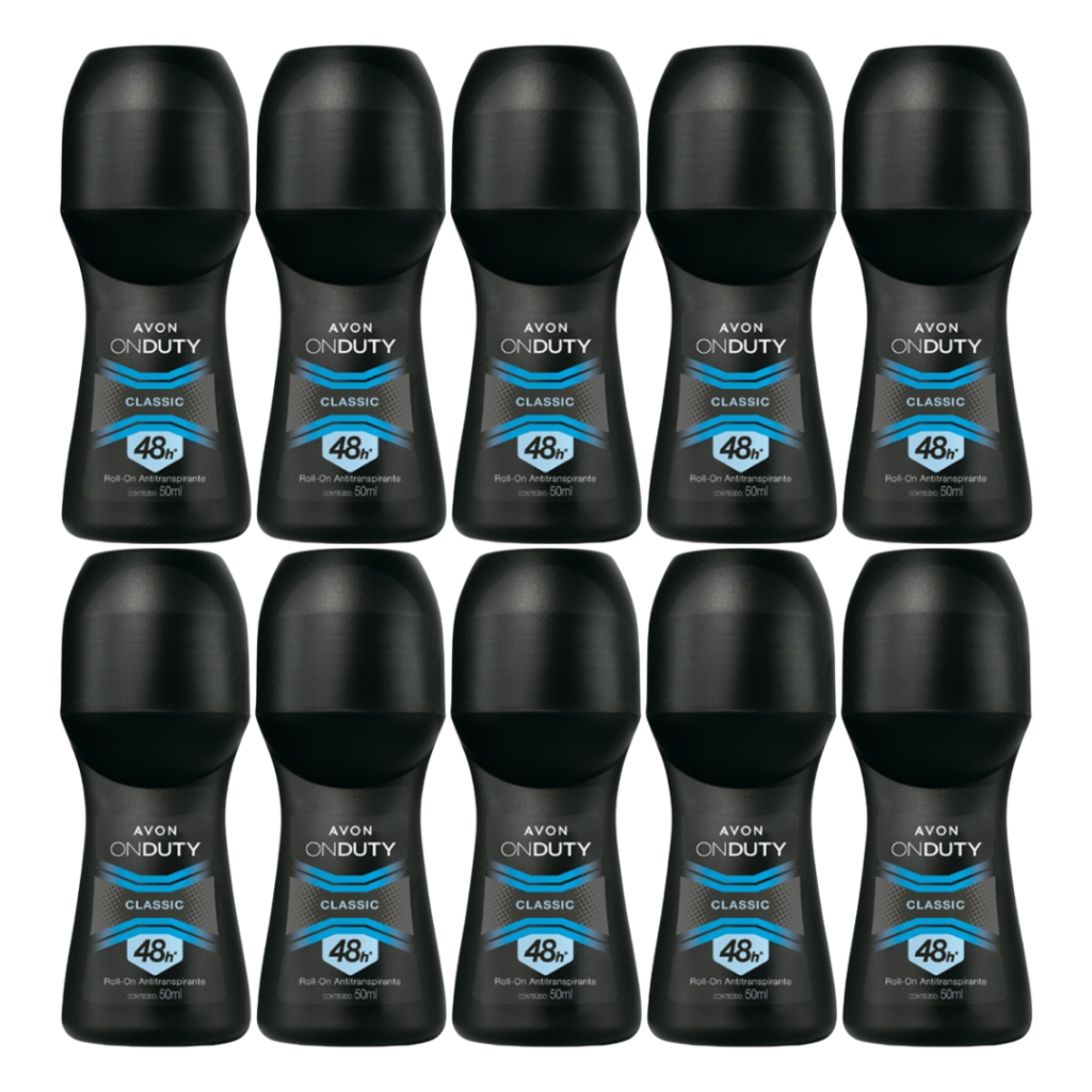 Kit com 10 Desodorante Roll-on On Duty Classic 50ml - Masculino Avon