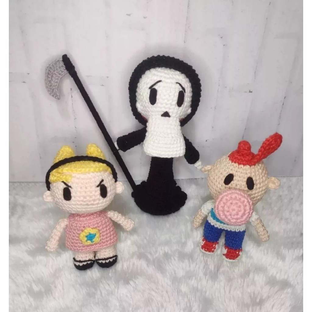 Billy, Mandy e Puro Osso Colecionável Amigurumi em Crochê