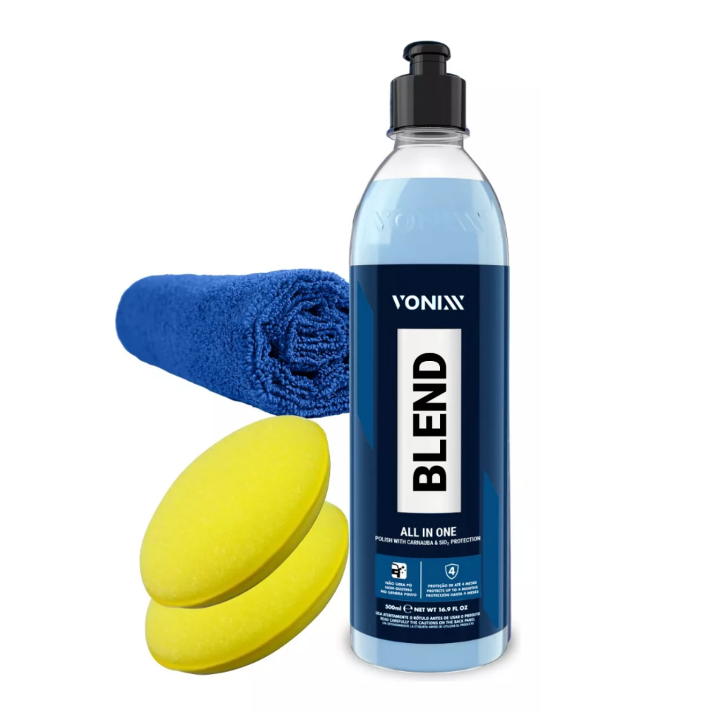 Blend All In One Vonixx 500ml Cera Automotiva Blend All In One Silica Tira Riscos Vonixx Limpadora 4 em 1 Corte Lustro Refino Brilho Renova Protege Protecao Pintura Automotivo