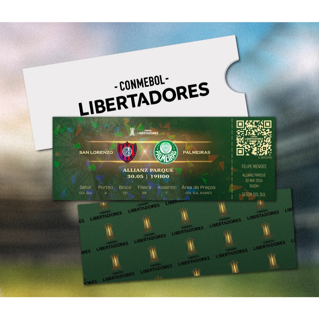 Ingresso Holográfico Personalizado - Futebol (Palmeiras x San Lorenzo)