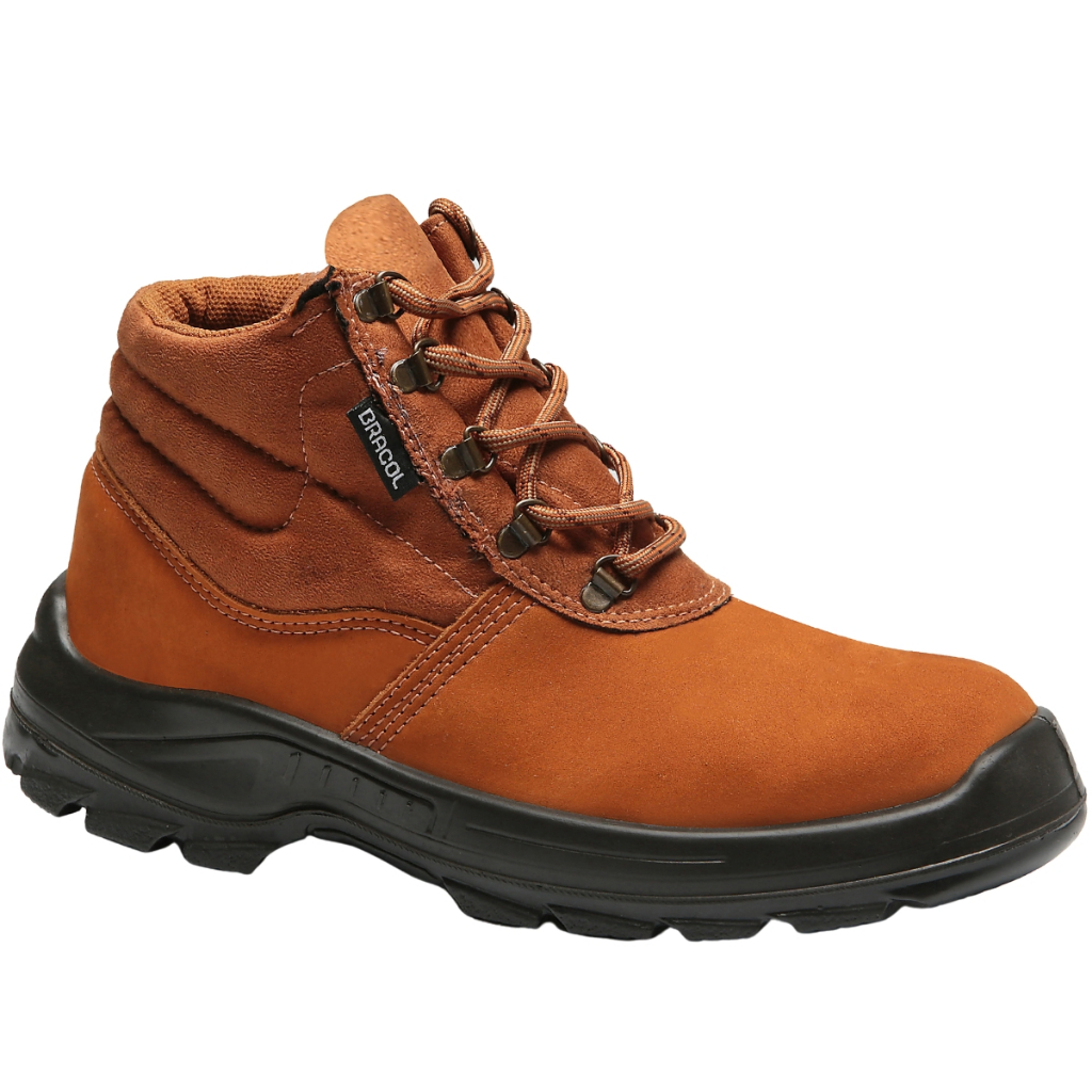 Bota Botina Sapato Calçado de Segurança de Amarrar Bracol BAFN Bico PVC Fabricado em Nobuck Castor Solado Bidensidade Com CA e Certificação ABNT