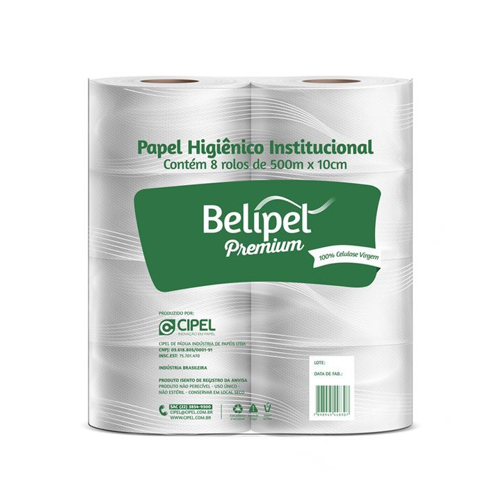 Papel Higiênico Institucional 8 Rolos 300m 100% Cel Premium