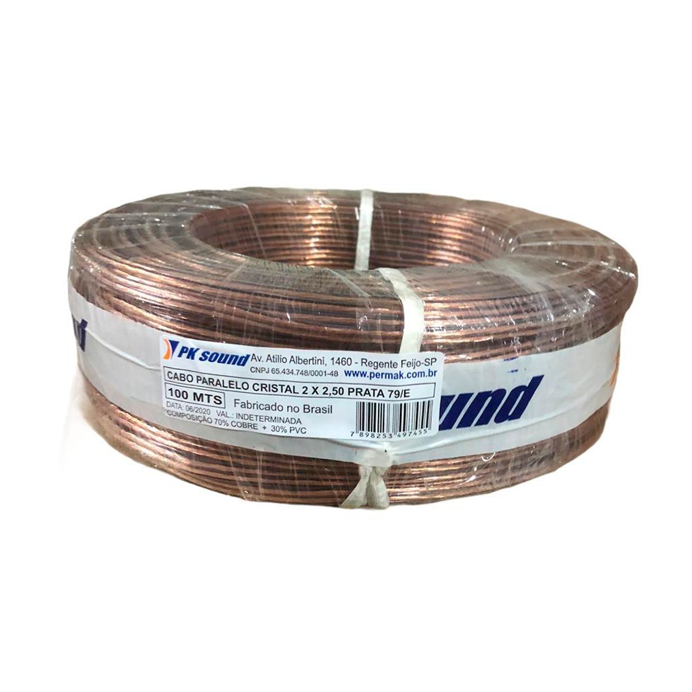 Fio Cabo Paralelo Cristal 2x2,5mm Som Automotivo vários tamanhos 100% Cobre