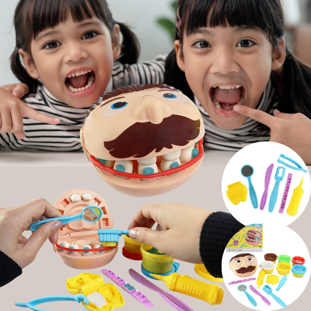 Massinha De Modelar Brincando De Dentista + Acessórios Divertidos Brinquedo Super Oferta