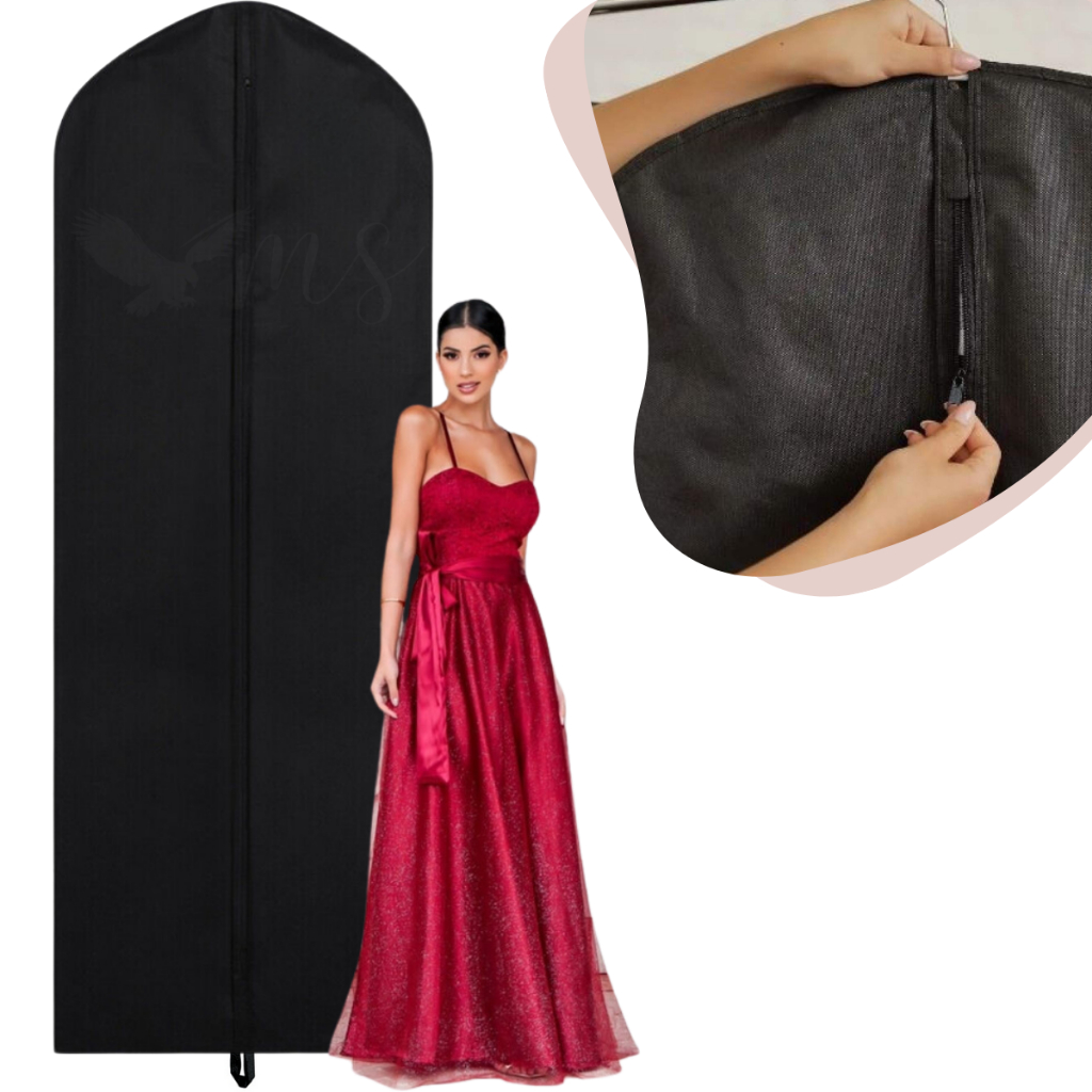 Capas Protetora Vestido de Noiva Matrimônio Madrinha Roupa Com Zíper TNT Impermeável 60 x 1,80 cm em Oferta na Shopee
