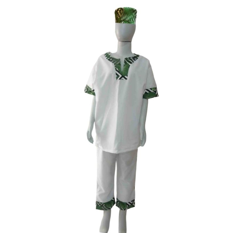 Roupa conjunto de Oxóssi/Caboclo Costela de Adão com Eketé Umbanda Candomblé Omolokô