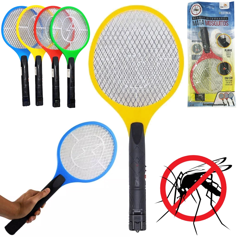Raquete Elétrica Mata Insetos Recarregável Mosca Pernilongos muriçoca mosquito