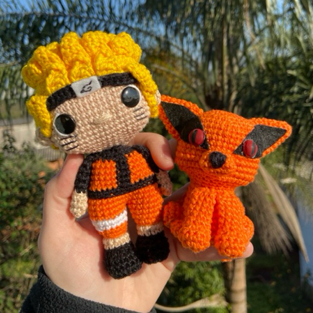 Amigurumi Naruto e Kurama Personalizados(Anime Naruto e Raposa de 9 caudas