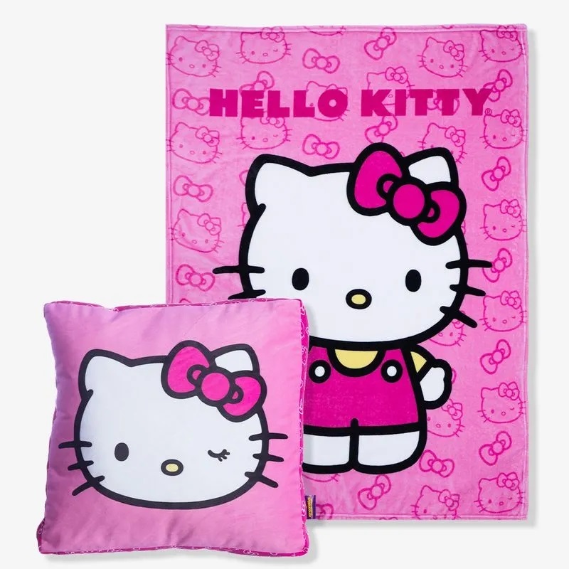 ALMOFADA COM MANTA HELLO KITTY OFICIAL SANRIO CAMA