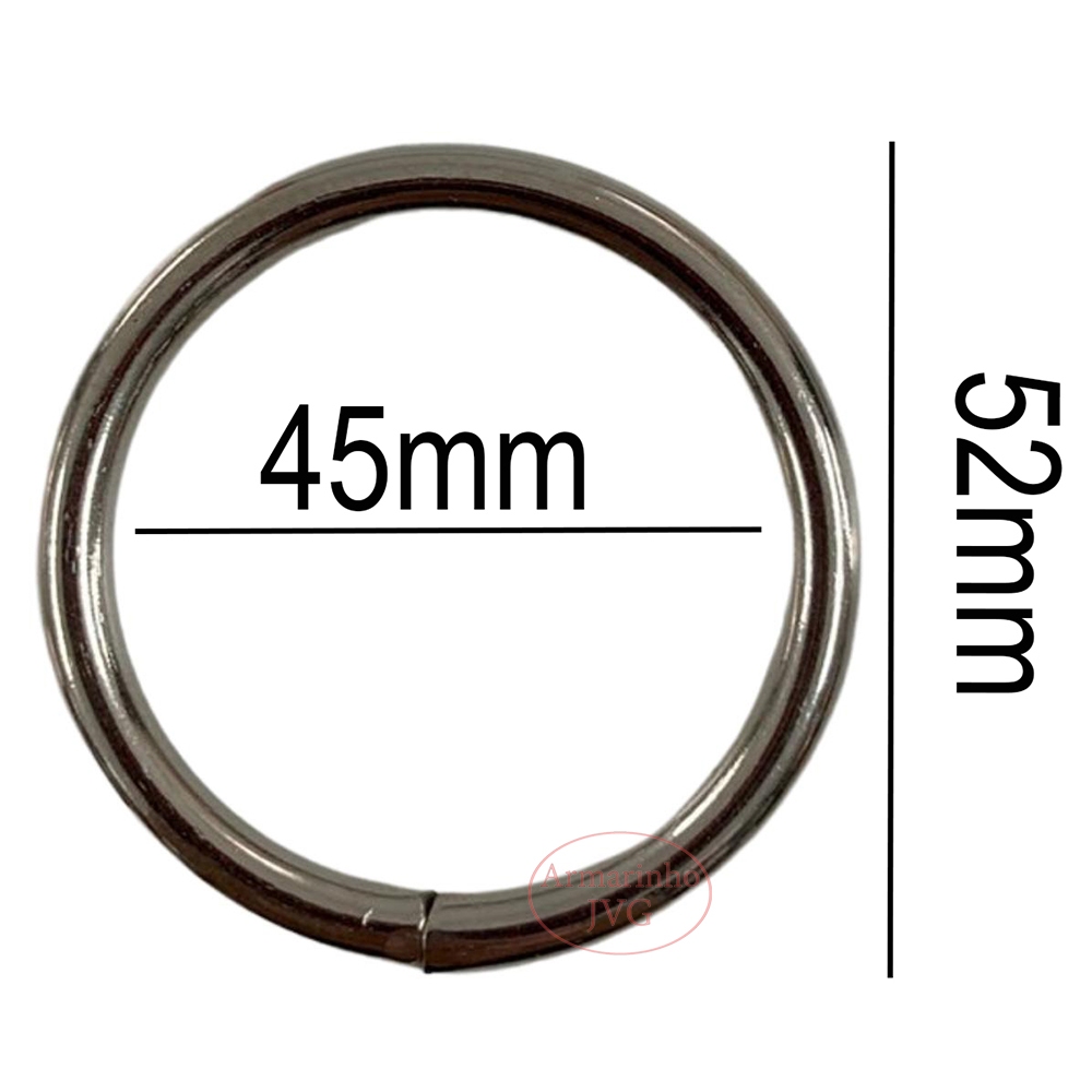 10un Argola 45mm Niquelada Ferro Alça Bolsa Cadarço Fita