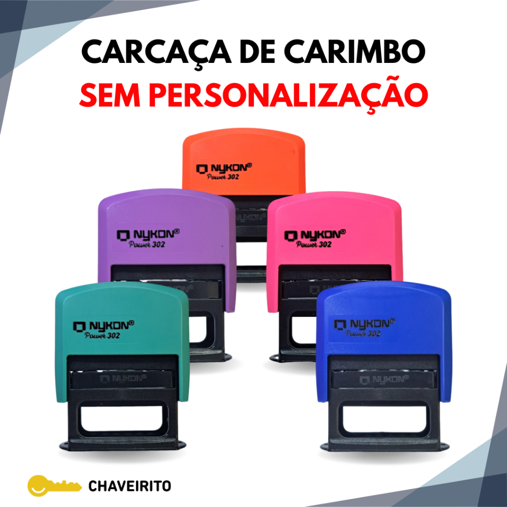 Carcaça de Carimbo Automático - SEM PERSONALIZAÇÃO -  Várias Cores (Nykon 302 Black)