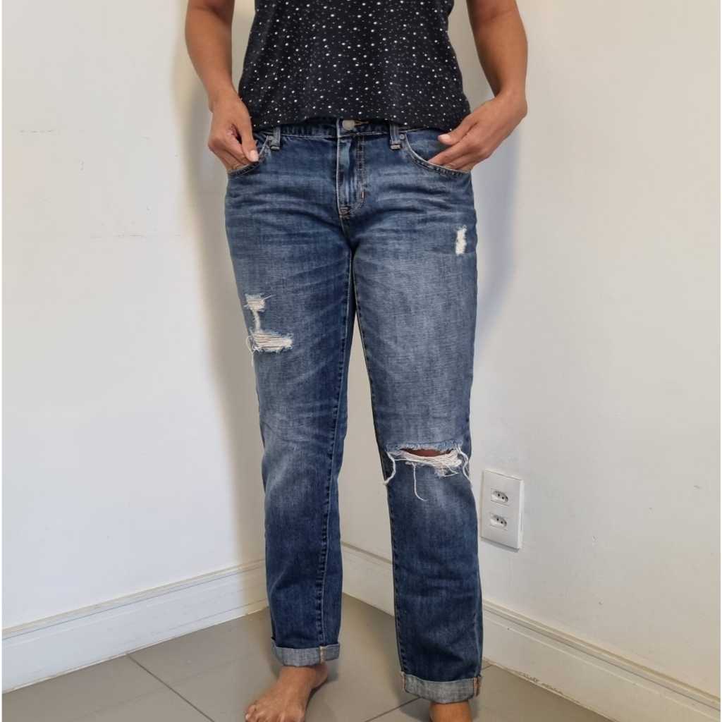 Calça Jeans Gap Feminina Boyfriend Fit Destroyed - Tam. 40