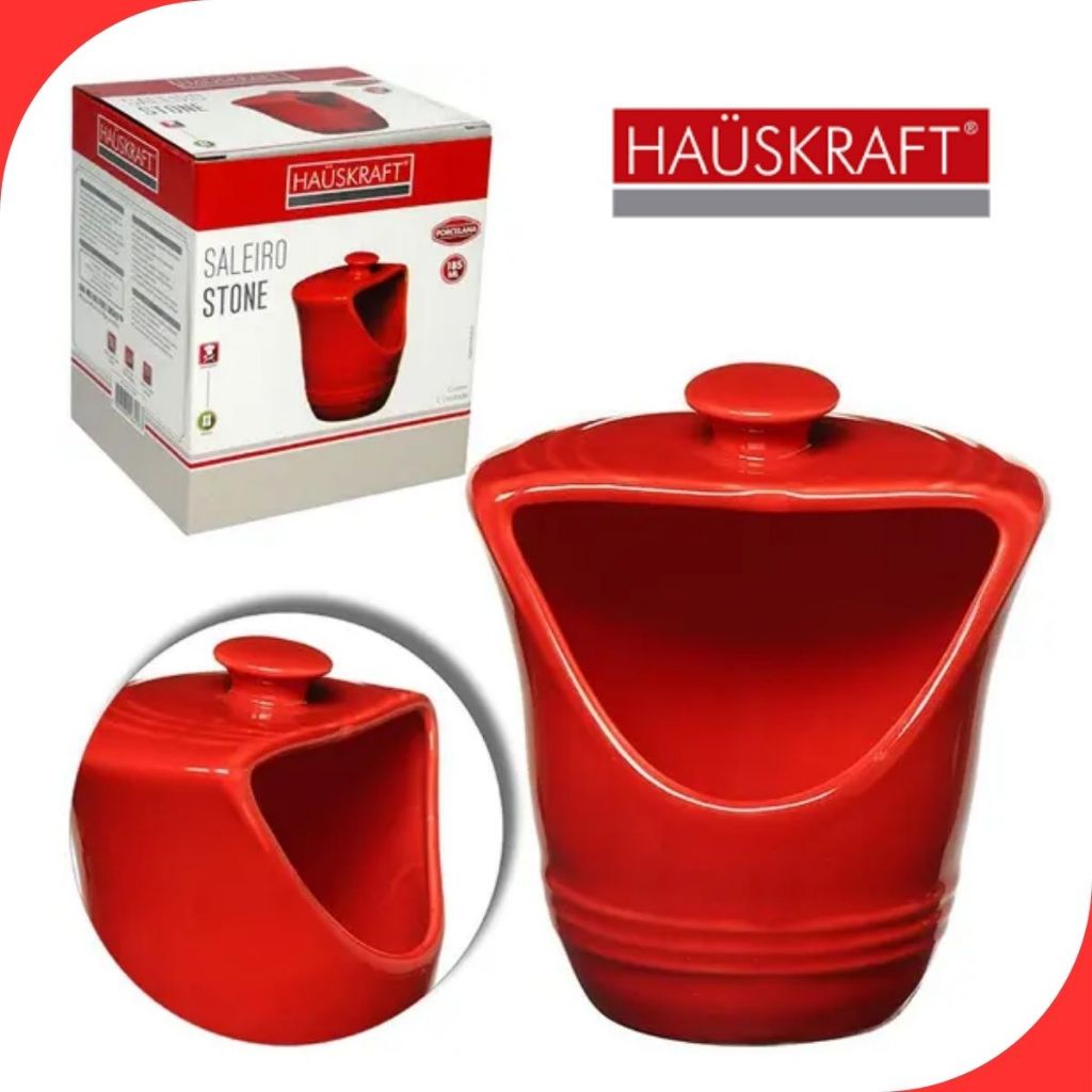 Saleiro Porcelana Vermelho 185ml Stone Hauskraft