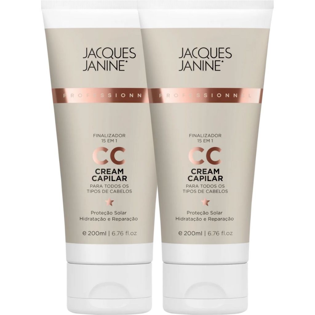 Kit Jacques Janine CC Cream Capilar Duo Finalizador Leave-In Termoativo 200ml em Oferta na Shopee
