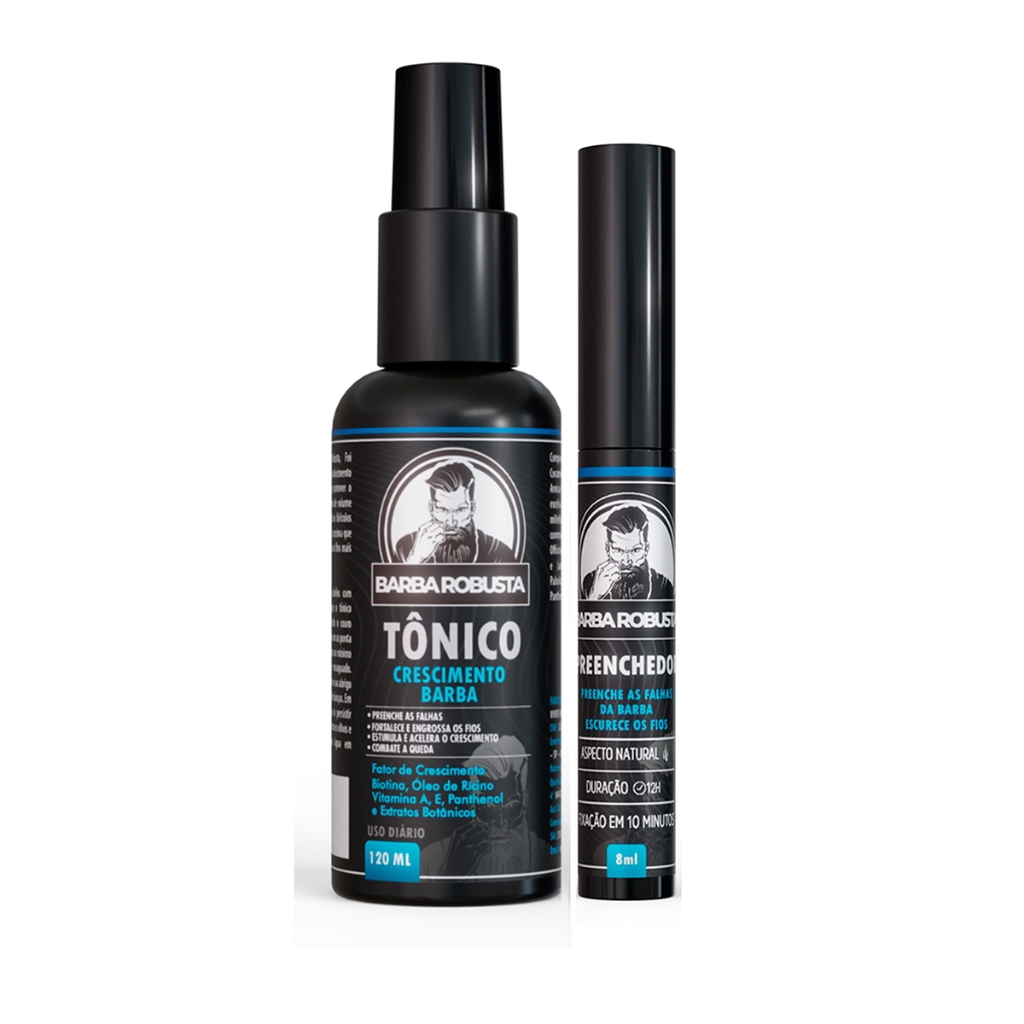 Tônico de Crescimento de Barba + Preenchedor Barba Robusta Barba Falhada Original