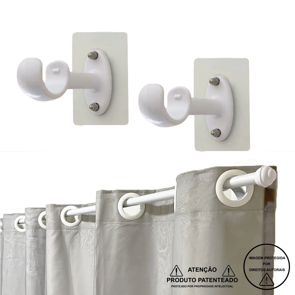 Suporte Cortina Adesivo Varão Até 28mm Exclusivo Par 2 Peças 10kg Varias Cores