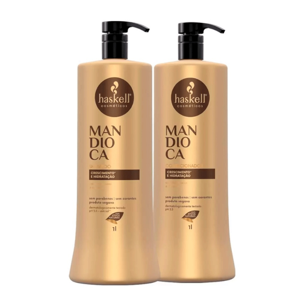 Haskell Kit Mandioca Shampoo e Condicionador 1 Litro - Para Cabelos Ressecados